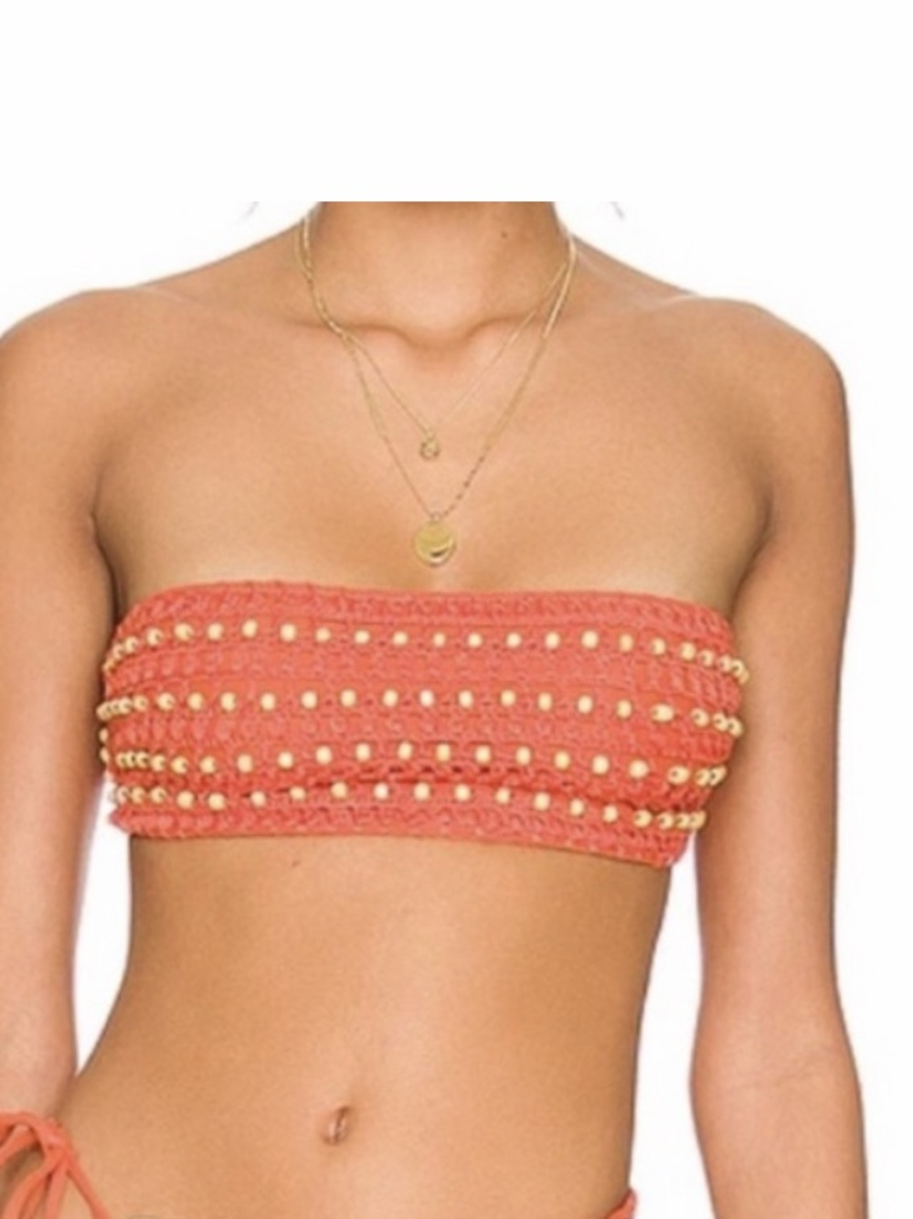 Tularosa Joan Bandeau Crochet Bikini Top with Bead Detail